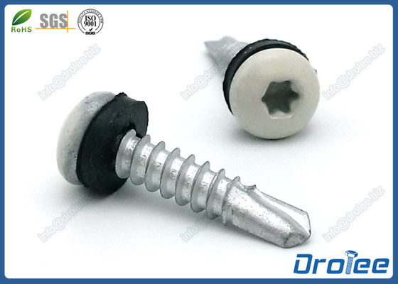 China White Painted Torx Pan Head Stainless 410 Self Drilling Tek Screw w/ Sealing Rubber Washer supplier