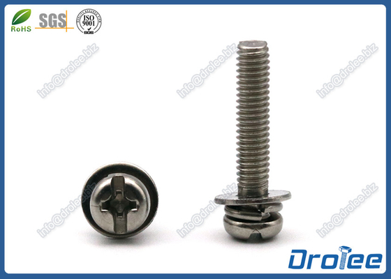China Stainless Steel SEMS Screws, Philips Slotted Pan Head, Split Lock Washer &amp; Flat Washer supplier