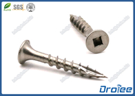 304/18-8 Stainless Square Drive Flat Bugle Head Deck Screws, Type 17 Auger Tip