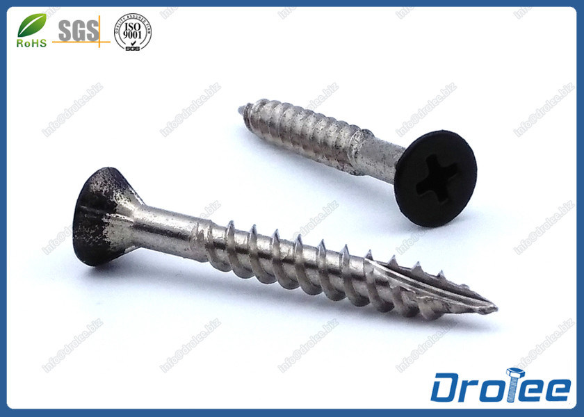 316L Stainless Steel Black Painted Head Deck Screws with Nibs Type 17