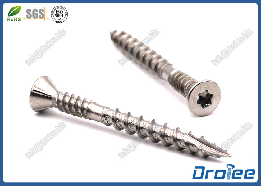 316 Stainless Double Thread Composite Deck Screw, Torx Trim Head with 4