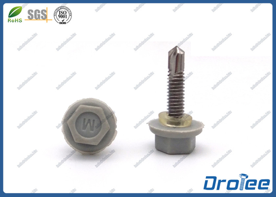 China 304/316/410 Stainless Plastic Coating Hex Washer Head Self Drilling Tek Screw w/ Nylon Sealing Washer supplier