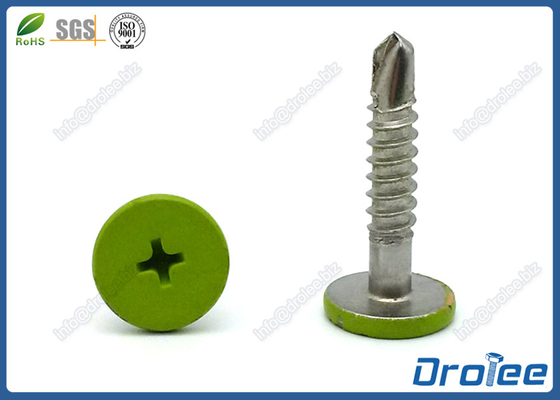 China Stainless 410 Green Painted Pancake Head Metal to Metal Roofing Screws supplier