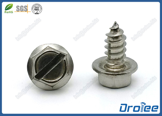 China Stainless Steel18-8 / 316 Slotted Hex Washer Head Sheet Metal Screws supplier