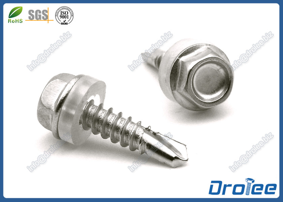 China 304/316/410 Stainless Steel Hex Washer Self-Drilling Tek Screw W/ Plastic Washer supplier