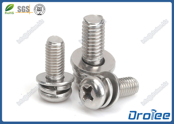 China Stainless Phillips Philips Pan Head SEMS Screws with Flat &amp; Spring Lockwasher supplier