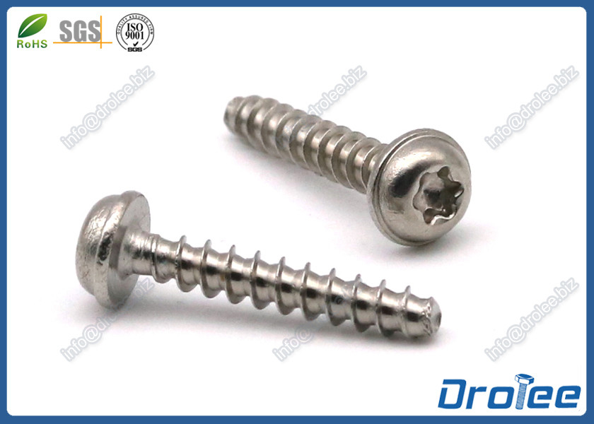 304/188 Stainless Torx Round Washer Head PT Threadforming Screws for Plastic